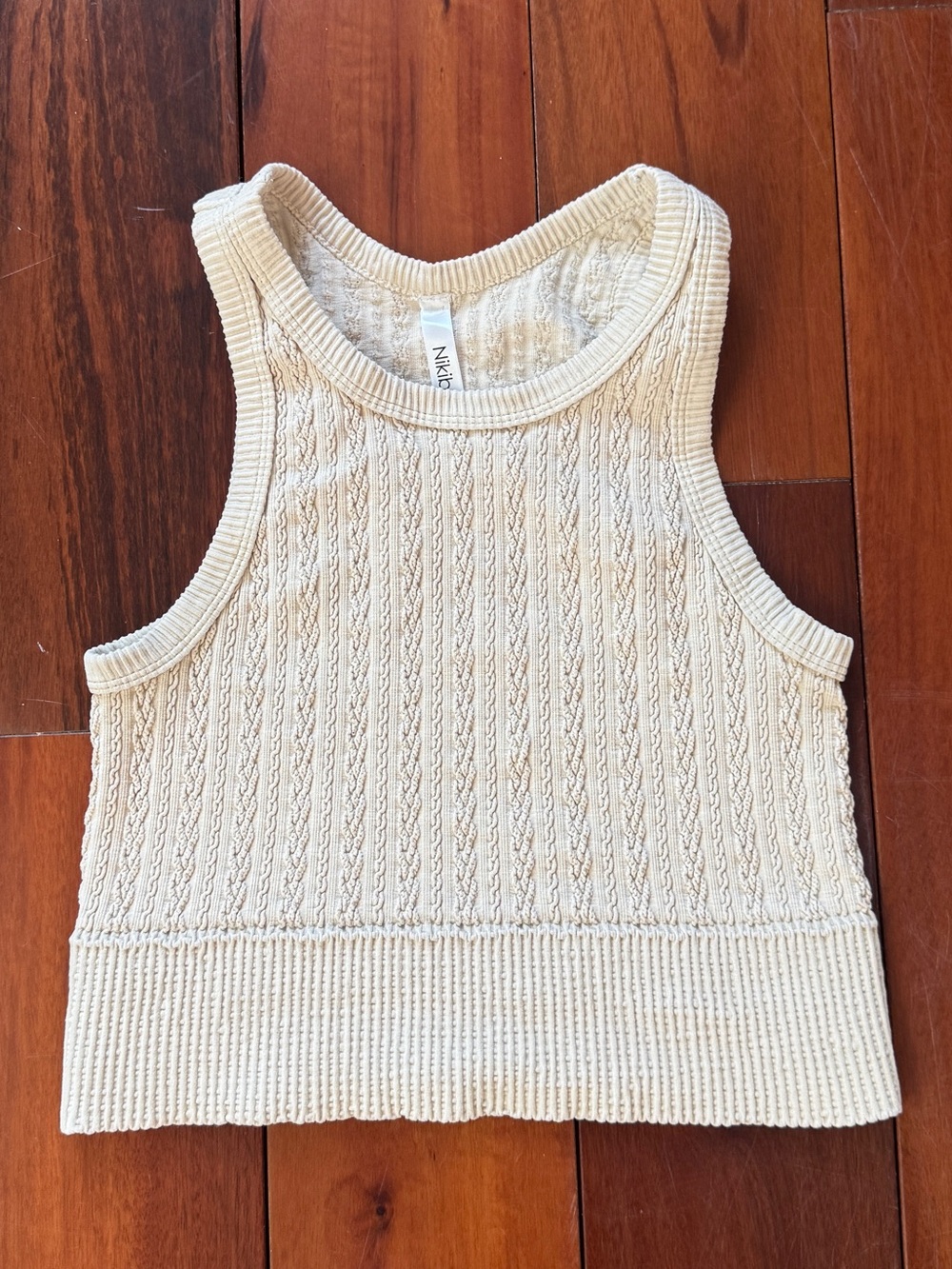 Nikibiki Cream Ribbed Cable Tank - Picture 2 of 4